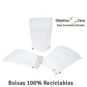 Matt White Recyclable Stand Up Pouches Regular Size With Valve